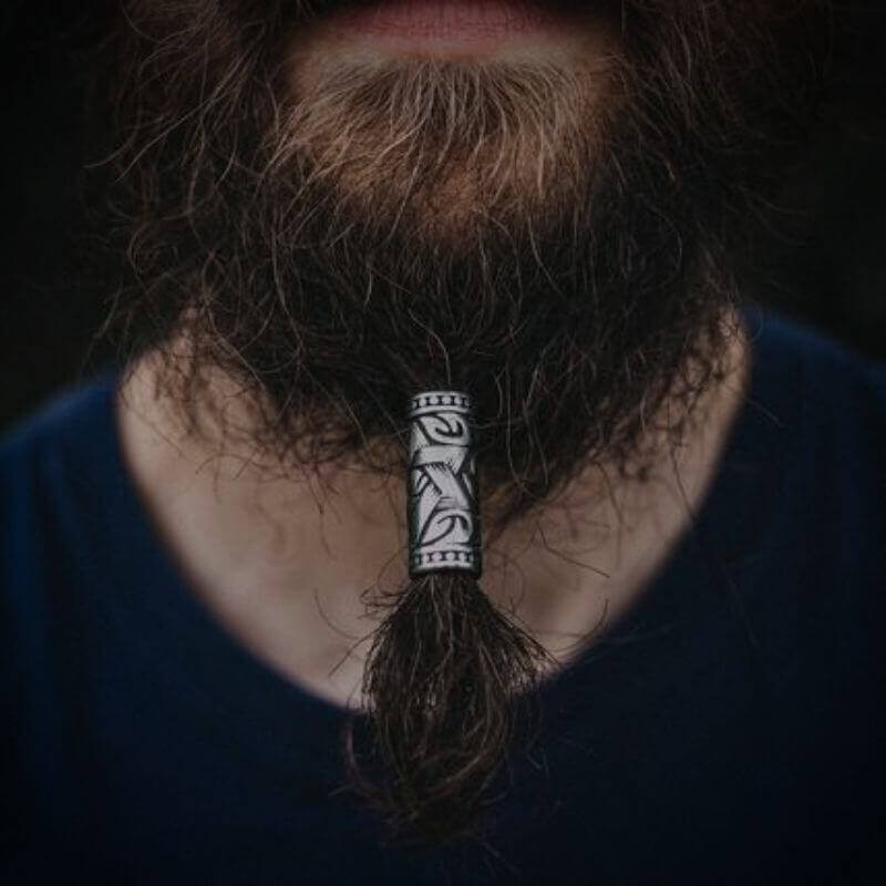 Silver Viking Beard Beads Knot Hair Jewelry Bead Rune Dreadlock Braid FAST
