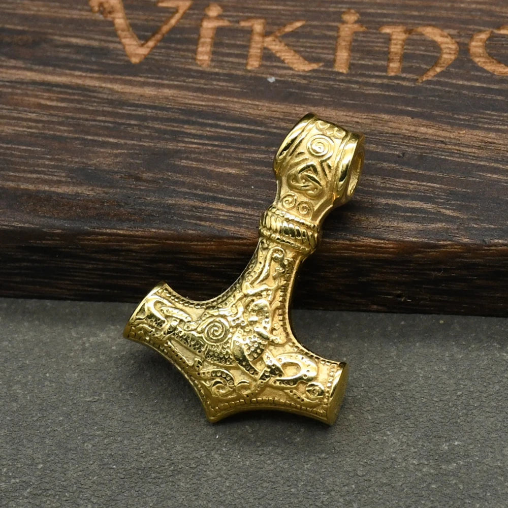Norse Vikings Thor's Hammer Mjolnir Scandinavian Rune Amulet Keychain Stainless Steel Vegvisir Anchor Pendant Male Jewelry
