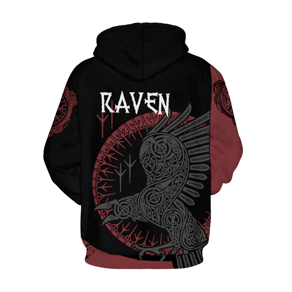 GLUDEAR Men's Vikings Tattoo Norse Mythology 3D Print Hoodie – Bold Graphic Pullover - View #7
