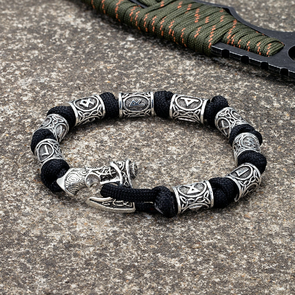 Viking Axe Rune Beads Paracord Bracelet Viking-Store