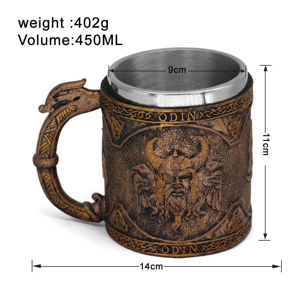 Odin With Ravens Stainless Steel Tankard Mug