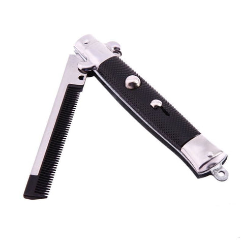 Stainless Steell butterfly comb - Black - stainless steell portable beard comb