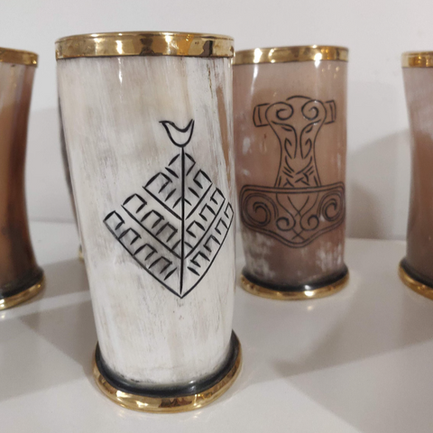 Engraved Drinking Horn Cups