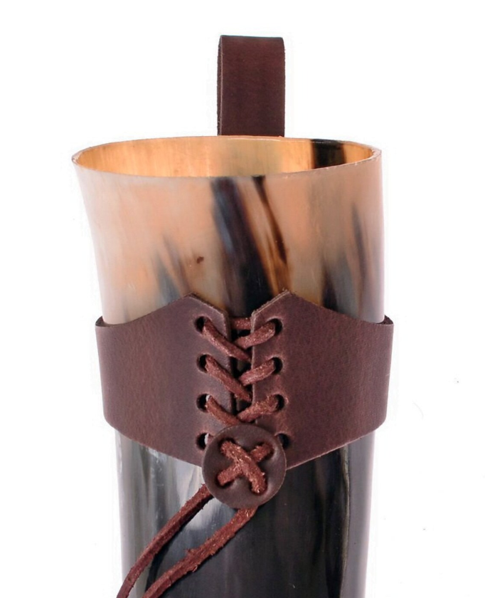 Gjallarhorn (Viking Drinking Horn) with Leather Holder