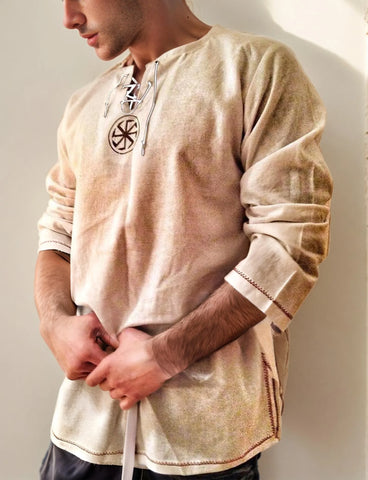 Men's Renaissance Viking Logo Vintage Ethnic Phoenix Long Sleeve Shirt Casual Long Sleeve Henley Beach Shirt