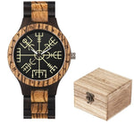 Viking Wooden Watch - Vegvisir Symbol