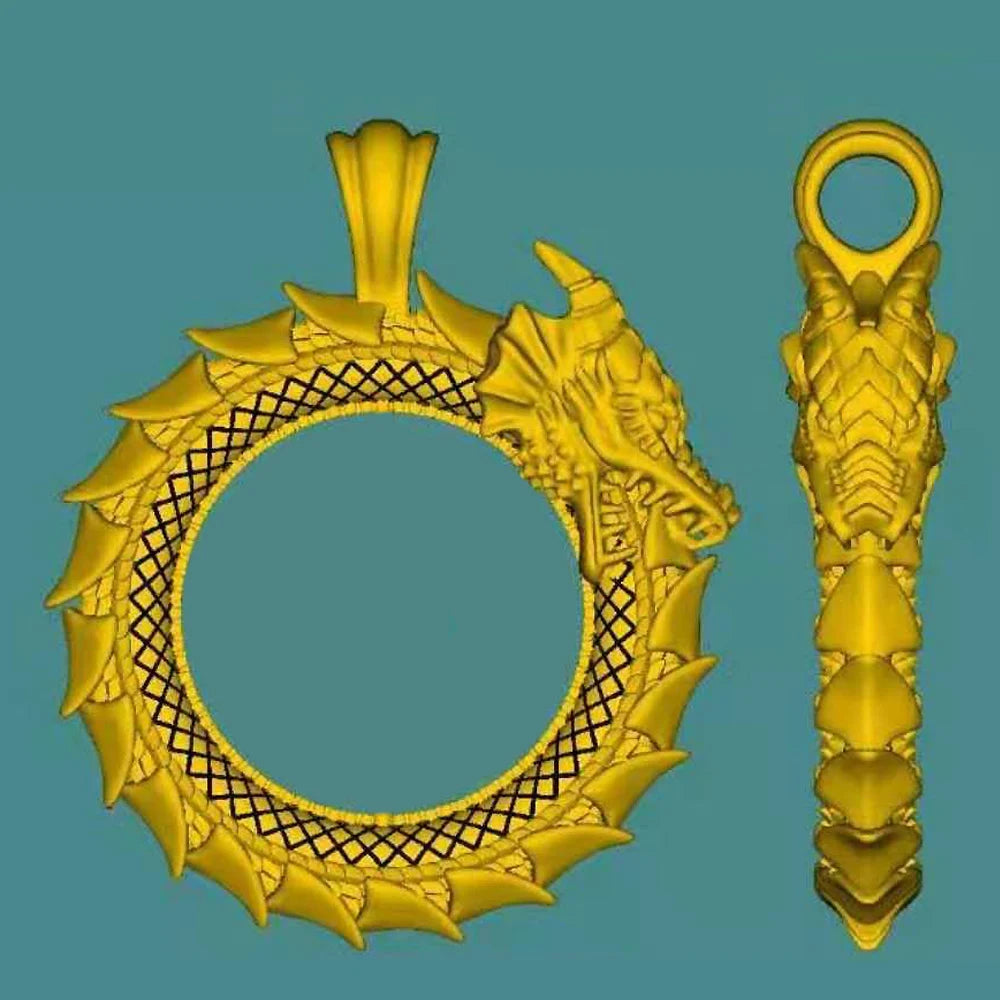 Never Fade Men Stainless steel Viking Self-devourer Ouroboros Valknut Amulet dragon Pendant Necklace with vikings wooden box