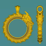 Never Fade Men Stainless steel Viking Self-devourer Ouroboros Valknut Amulet dragon Pendant Necklace with vikings wooden box