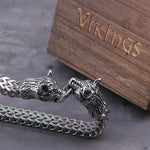 Never Fade Rock Viking Wolf Charm Bracelet Men's Stainless Steel Mesh Chain Gold Wolf Punk Jewelry without box