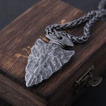 "Helm of Awe" and "Viking Vegvisir" Iron Color Viking spear Pendant Necklace with Stainless Steel Chain As Men Gift