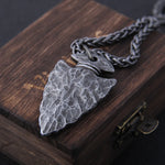 "Helm of Awe" and "Viking Vegvisir" Iron Color Viking spear Pendant Necklace with Stainless Steel Chain As Men Gift