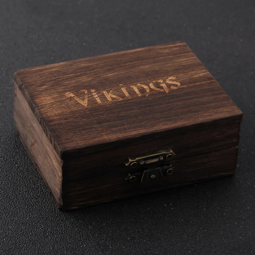 Stainless Steel 24pcs/lot Viking Runes Beads Charms TIWAZ TYR Sol rune Odal Futhark Rune beads for Hair Beard with wooden box
