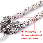 New Arrival Stainless steel making Never fade Viking wolf necklace with thor hammer pendant as christmas gift