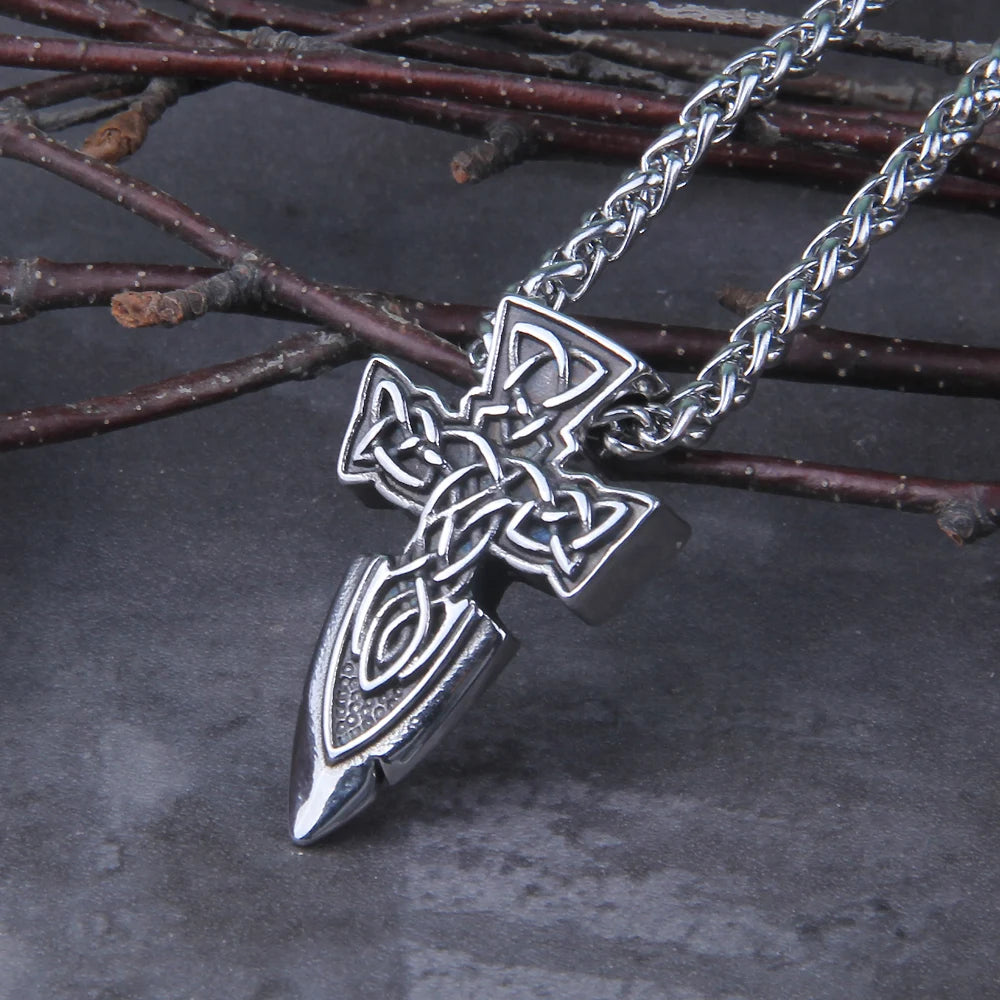 nordic freyr sword amulet stainless steel viking pendant necklace with wooden box as gift
