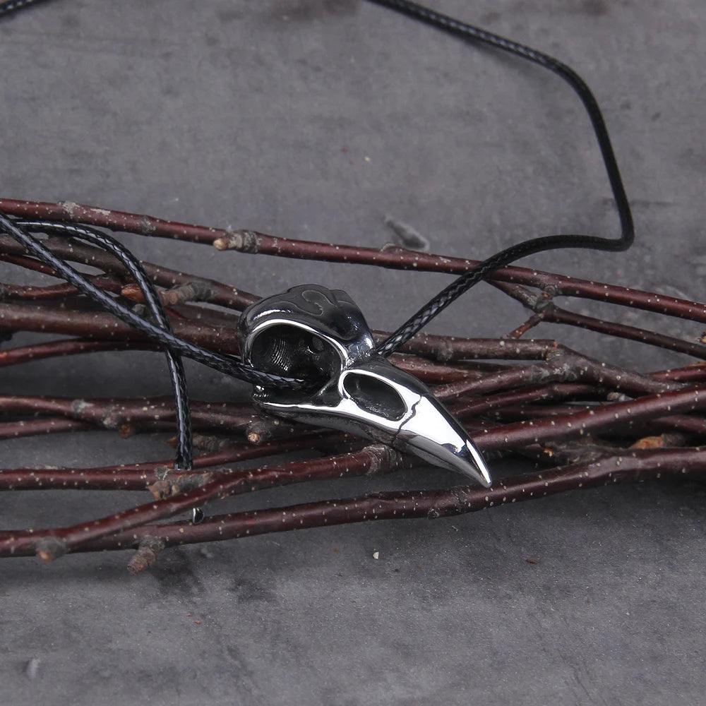 Men Retro Crow Viking Pirate Pendant Necklace Stainless Steel Raven Neck Chain For Male Men's Berserk Rune Cool Fashion Jewelry