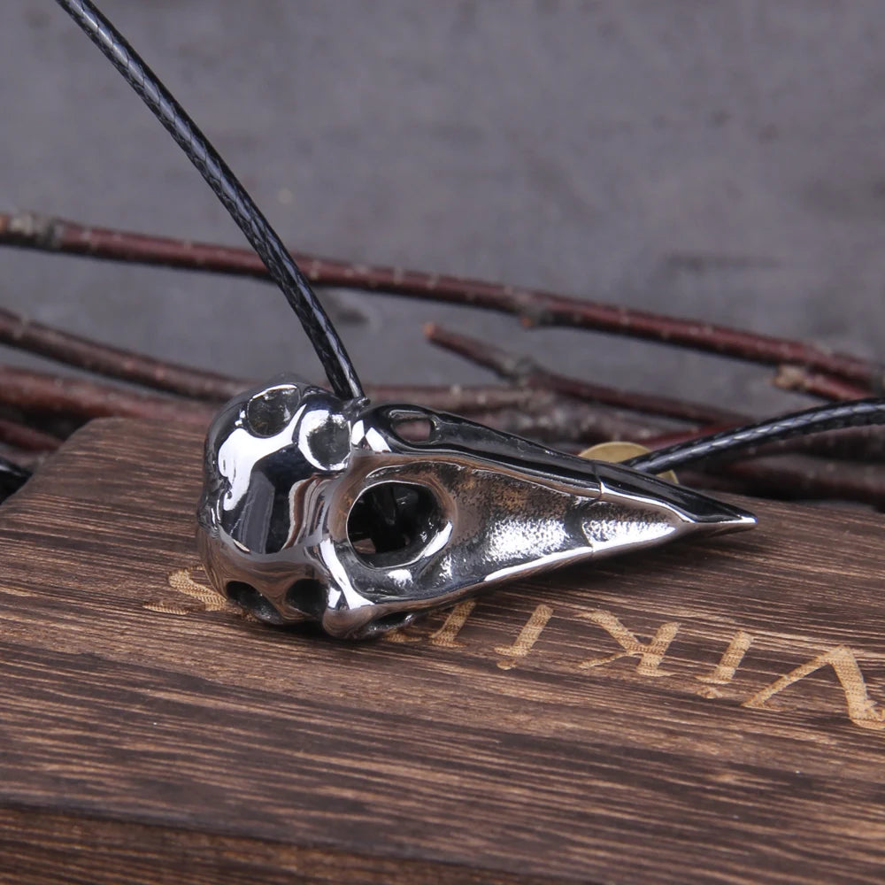 Men Retro Crow Viking Pirate Pendant Necklace Stainless Steel Raven Neck Chain For Male Men's Berserk Rune Cool Fashion Jewelry
