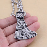 Dropshiping new arrival stainless steel Viking Mjolnir rune and Axe pendant necklace men gift
