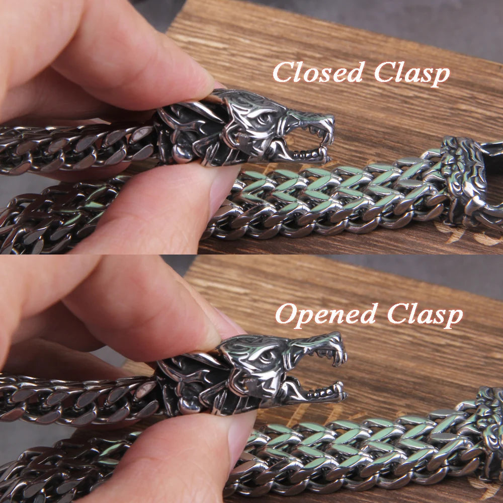 New Viking Ouroboros vintage punk bracelet for men stainless steel fashion Jewelry hippop street culture with wooden box