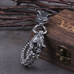 Never Fade Rock Viking Dragon Charm Bracelet Men's Stainless Steel Mesh Chain silver color Wolf Punk Bracelets Biker Jewelry