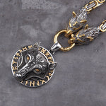 Gold Trimmed King Chain With Dragon Heads & Fenrir Pendant