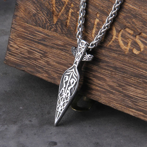 Never Fade viking sword spear pendant necklace viking scandinavian norse viking necklace Men Stainless Steel gift