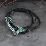 Men's Jewelry Axe Wrap Viking Bracelet Men's Leather Accessories Silver Color Hatchet Handmade Pirate Bracelet For Male