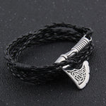 Men's Jewelry Axe Wrap Viking Bracelet Men's Leather Accessories Silver Color Hatchet Handmade Pirate Bracelet For Male