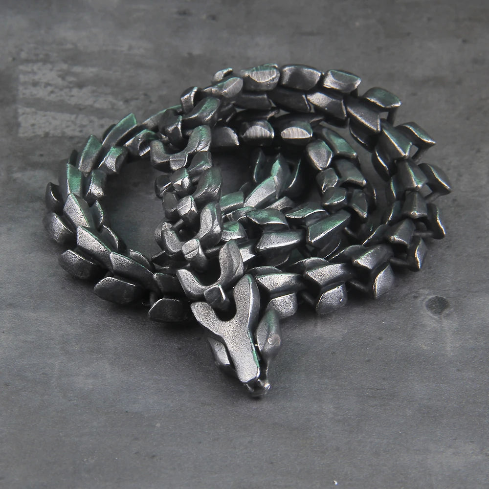 Viking Ouroboros vintage punk Necklace for men never fade stainless steel fashion Jewelry hippop street culture