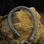 S925 Metal Making Antique Sterling Silver Vikings Bracelet as men gift with wood box