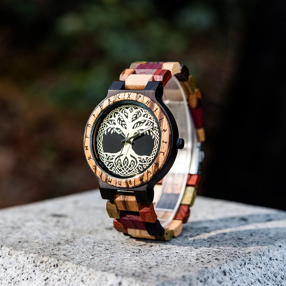 BOBO BIRD Wooden Watch Men Watches Luxury Retro Ebony Wristwatch Timepiece Compass Clock Customize Great Gift Box reloj hombre