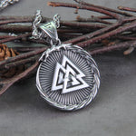 Never Fade Men Stainless steel Viking Self-devourer Ouroboros Valknut Amulet dragon Pendant Necklace with vikings wooden box
