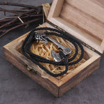 Men's Jewelry Axe Wrap Viking Bracelet Men's Leather Accessories Silver Color Hatchet Handmade Pirate Bracelet For Male