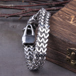 Never Fade Rock Viking Dragon Charm Bracelet Men's Stainless Steel Mesh Chain silver color Wolf Punk Bracelets Biker Jewelry