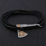 Men's Jewelry Axe Wrap Viking Bracelet Men's Leather Accessories Silver Color Hatchet Handmade Pirate Bracelet For Male