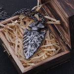 "Helm of Awe" and "Viking Vegvisir" Iron Color Viking spear Pendant Necklace with Stainless Steel Chain As Men Gift