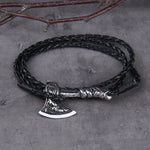 Men's Jewelry Axe Wrap Viking Bracelet Men's Leather Accessories Silver Color Hatchet Handmade Pirate Bracelet For Male