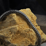 S925 Metal Making Antique Sterling Silver Vikings Bracelet as men gift with wood box