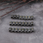 Stainless Steel 24pcs/lot Viking Runes Beads Charms TIWAZ TYR Sol rune Odal Futhark Rune beads for Hair Beard with wooden box