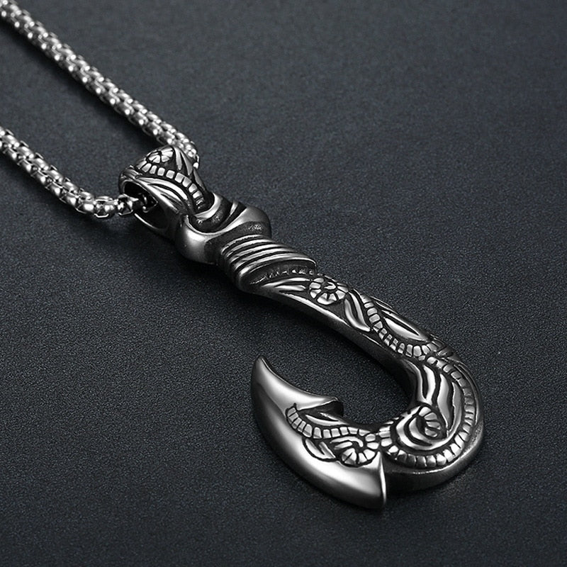 Viking Necklace With Fish Hook Pendant
