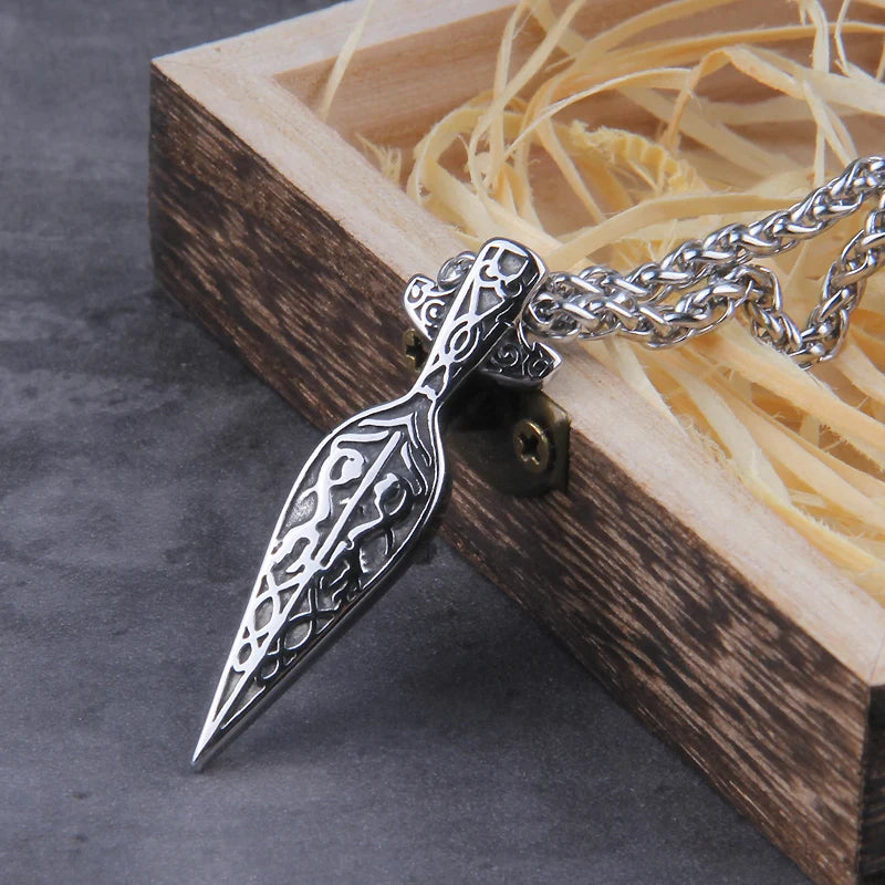 Never Fade viking sword spear pendant necklace viking scandinavian norse viking necklace Men Stainless Steel gift