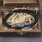 Men's Jewelry Axe Wrap Viking Bracelet Men's Leather Accessories Silver Color Hatchet Handmade Pirate Bracelet For Male