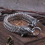 Never Fade Rock Viking Dragon Charm Bracelet Men's Stainless Steel Mesh Chain silver color Wolf Punk Bracelets Biker Jewelry