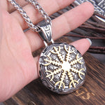 Stainless Steel Vegvisir Viking Mix Gold Color Rune Necklace Viking Scandinavian Norse Viking Necklace Men Christmas Gift
