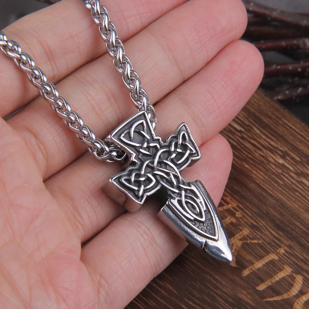 nordic freyr sword amulet stainless steel viking pendant necklace with wooden box as gift
