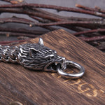 Never Fade Rock Viking Dragon Charm Bracelet Men's Stainless Steel Mesh Chain silver color Wolf Punk Bracelets Biker Jewelry