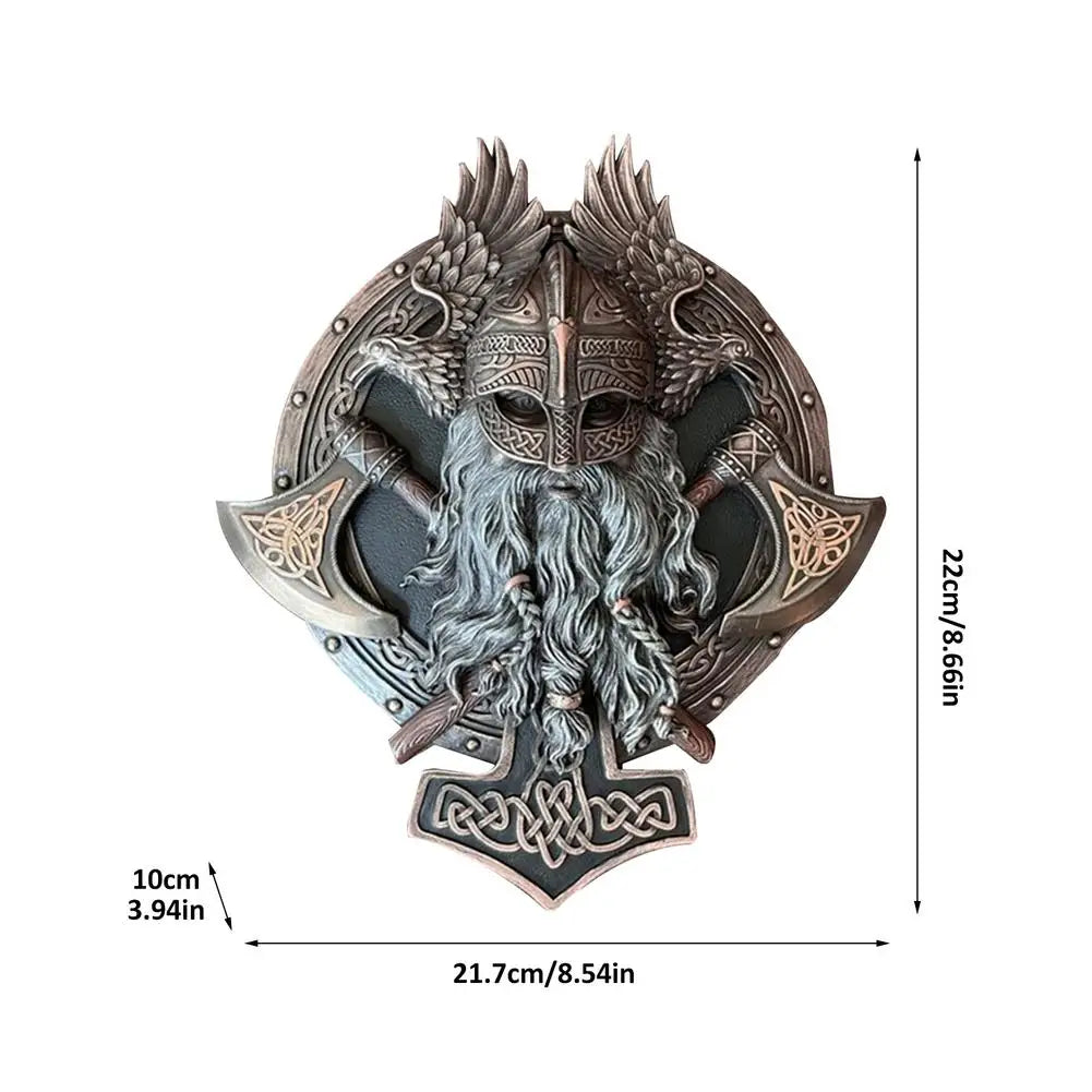 Viking Berserker Double Axe Valhalla Wall Sculpture Resin Ornaments Garden Figurine  Home Wall Plaque Decoration Warrior Statue