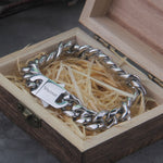 Never Fade Stainless Steel Vikings Bracelets For Men Blank Color Punk Curb Cuban Link Chain Bracelets with gift wooden box