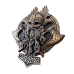 Viking Berserker Double Axe Valhalla Wall Sculpture Resin Ornaments Garden Figurine  Home Wall Plaque Decoration Warrior Statue