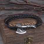 Men's Jewelry Axe Wrap Viking Bracelet Men's Leather Accessories Silver Color Hatchet Handmade Pirate Bracelet For Male
