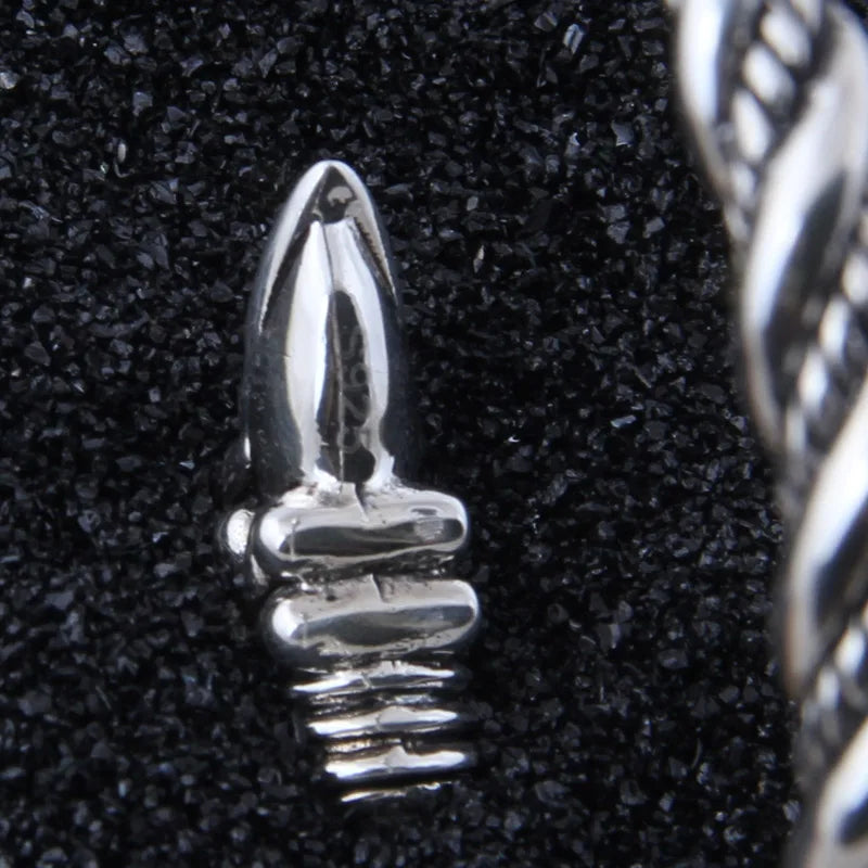 S925 Sterling Silver Norse Viking rune Raven Bangle with wood box as men or women gift